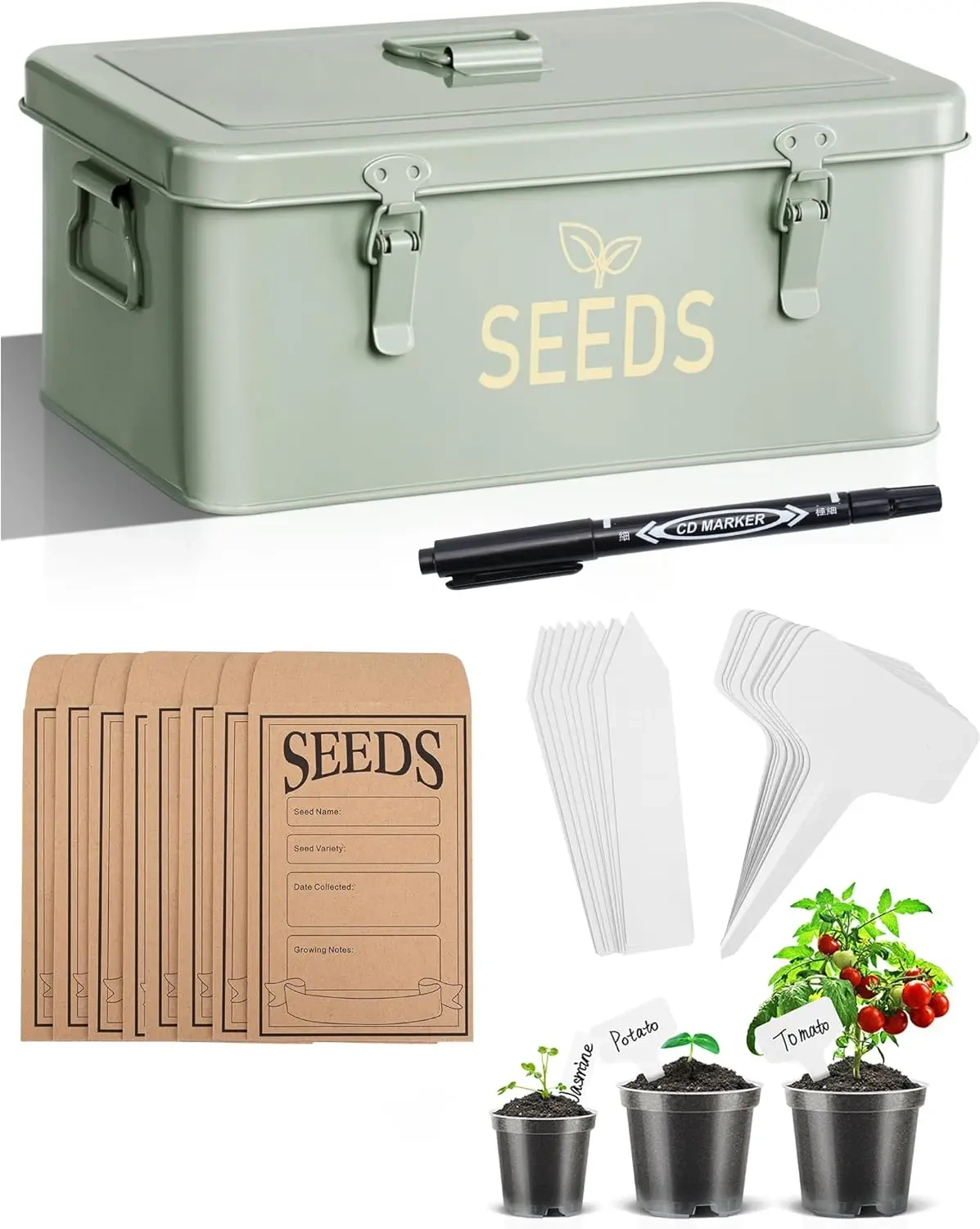 Metal Seed Bin Seed Storage Container Seed Storage Box with Safety Locks