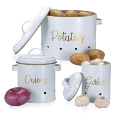 Set of 3 Potato Onion Garlic Storage Bins Vegetable Containers Food Containers for Kitchen Potato Onion Storage Containers