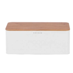 Air Hole Rectangle Bread Box and Storage With Wooden Lid  for Kitchen  Countertop Food Storage