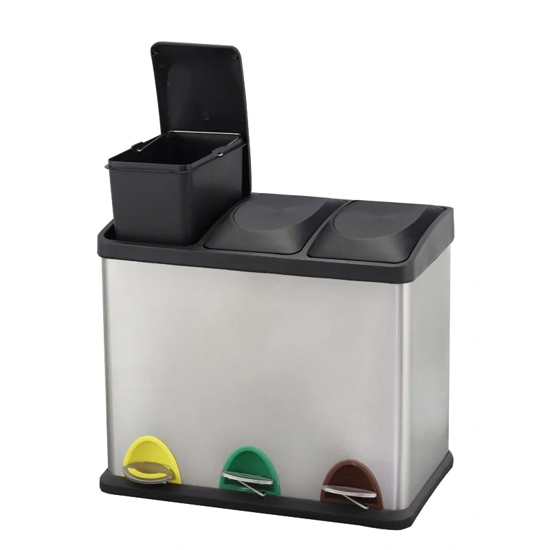 Classification Pedal Rubbish Stainless Steel Wastebasket Sorting Trash Bin Trash Can