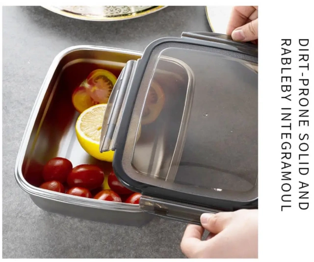 304 Stainless Steel Storage Box Food Fresh-Keeping Organizers Bins Fridge Containers Big Capacity Fruit Vegetable Kimchi Storage