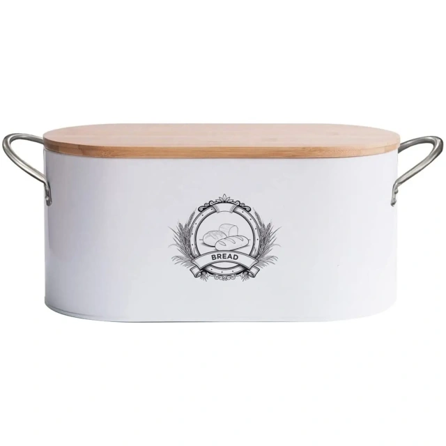 Top Seller Modern Food Storage Bin Container Vintage Galvanized Metal Loaf Bread Storage Box With Bamboo Lid