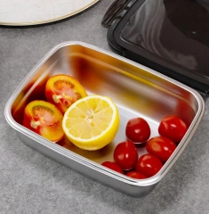 304 Stainless Steel Storage Box Food Fresh-Keeping Organizers Bins Fridge Containers Big Capacity Fruit Vegetable Kimchi Storage