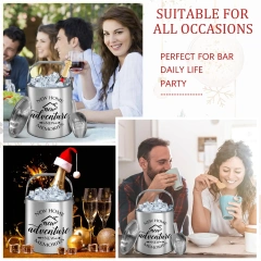 Factory Custom Double Layer Stainless Steel Ice Bucket Coolers Holders with Lid and Scoop Metal Material Hot Sell