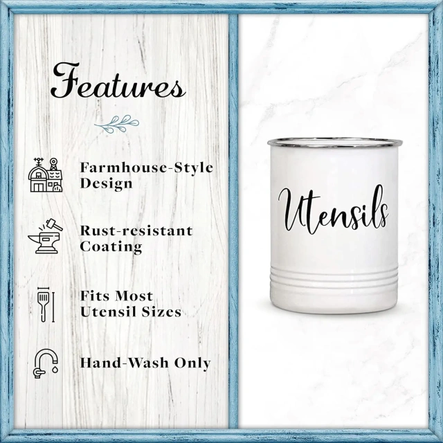 6.7" Utensil Holder Cooking Utensil Countertop Utensil Storage Organizer Caddy