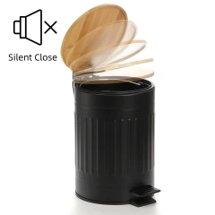 Metal Pedal Rubbish Wastebasket Round Garbage Container Bin for Kitchen/Bathroom/Office/Hotel
