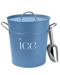 Factory Custom Ice Box Black Galvanized Ice Bucket with Lid and Scoop Double Layer Ice Bucket with Inner Bucket