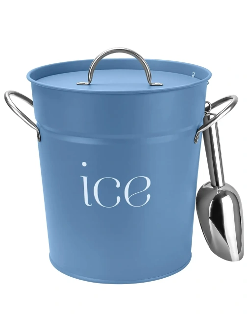 Factory Custom Ice Box Black Galvanized Ice Bucket with Lid and Scoop Double Layer Ice Bucket with Inner Bucket
