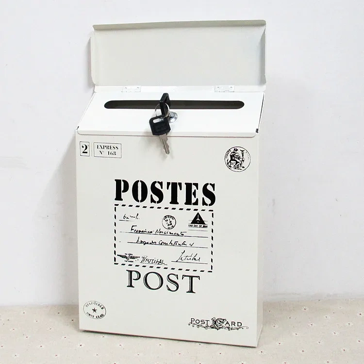 Outdoor Post Box Metal Wall Mounted Mailbox Collection Box with Top Slot
