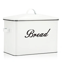 Top Seller Modern Food Storage Bin Container Vintage Galvanized Metal Loaf Bread Storage Box With Bamboo Lid