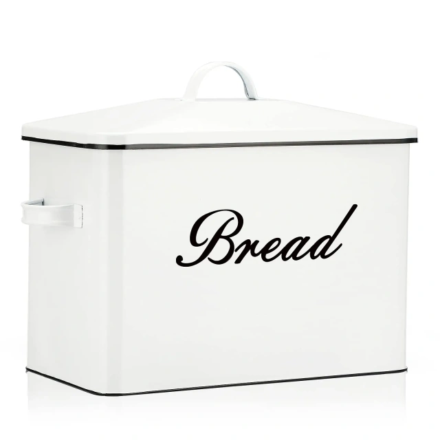 Top Seller Modern Food Storage Bin Container Vintage Galvanized Metal Loaf Bread Storage Box With Bamboo Lid