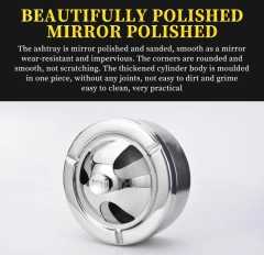Customized Household Round Press Thickened Stainless Steel Desktop Ashtray