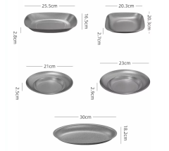 复古304不锈钢餐盘、碗、盘子、雪花西式餐盘、商用野餐桌具