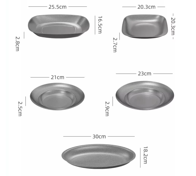复古304不锈钢餐盘、碗、盘子、雪花西式餐盘、商用野餐桌具