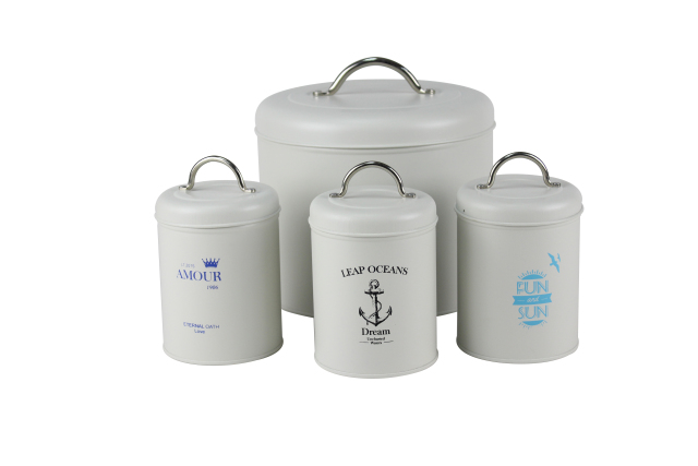 Top Sale Set of 3 Round Tea Coffee Sugar Kitchen Household Bamboo Lid Storage Container