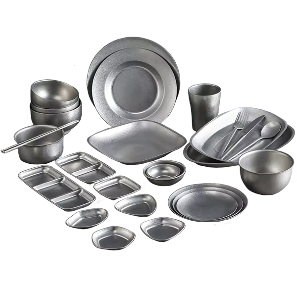 复古304不锈钢餐盘、碗、盘子、雪花西式餐盘、商用野餐桌具