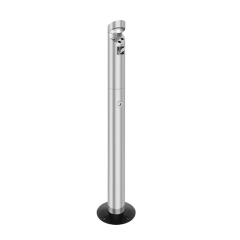 Weatherproof  Ashtray Stand Outdoor Ashtray Column Cigarette Butt Receptacle Cigarette Butt Disposal Column 36-inch Metal Silver