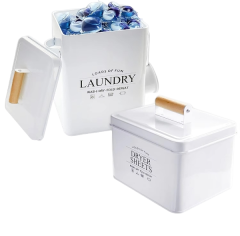 Storage Laundry Trash Can with Lid Lint Holder Bin Farmouse Decor Dryer Lint Container Lint Bin for Laundry Room