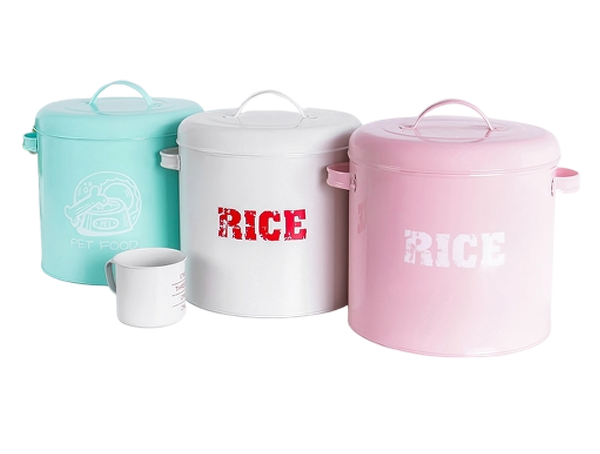 Metal Food Rice Storage Tin Jar Container with Airtight Lid Cereal Storage Container