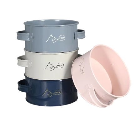 Hot Sale Black Cat Bowl Metal Double Handle Food Storage Pet Bowls Pet Food Container