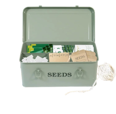 Metal Seed Bin Storage Organizer Box Seed Packet Container with Lid 4 Compartments Garden Seed Bin
