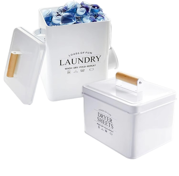 Storage Laundry Trash Can with Lid Lint Holder Bin Farmouse Decor Dryer Lint Container Lint Bin for Laundry Room