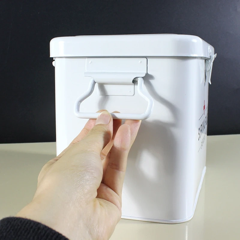 急救箱整理器，用于药品储存和家居装饰，带盖子和可拆卸托盘，急救箱金属医疗箱