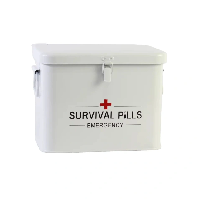 First Aid Box Organizer for Medicine Storage and Home Decor with Lid and Removable Tray First Aid Kit Metal Medical Box