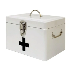 Wholesale Double Layer First Aid Kit Tin Removable Tray Medicine Safety Storage Metal First Aid Box for Home