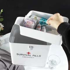 Metal First Aid Medicine Lockable Storage Double Layer Storage Boxes and Storage Containers