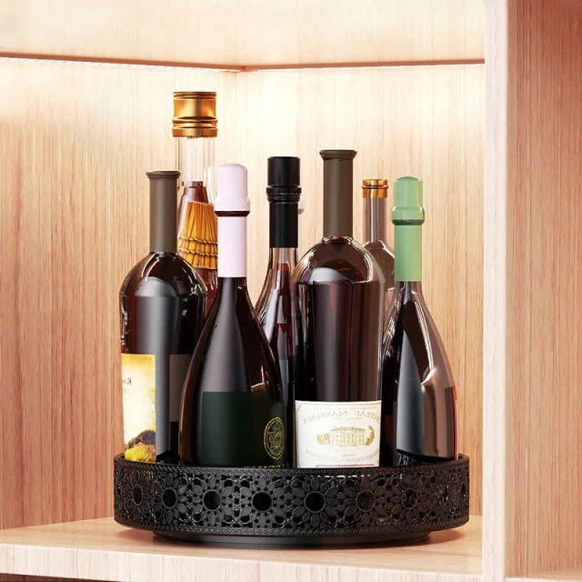 Household Metal Turntable Storage Rack Holders Rotating Spice Rack for Kitchen Bathroom Pantry