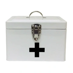Wholesale Double Layer First Aid Kit Tin Removable Tray Medicine Safety Storage Metal First Aid Box for Home