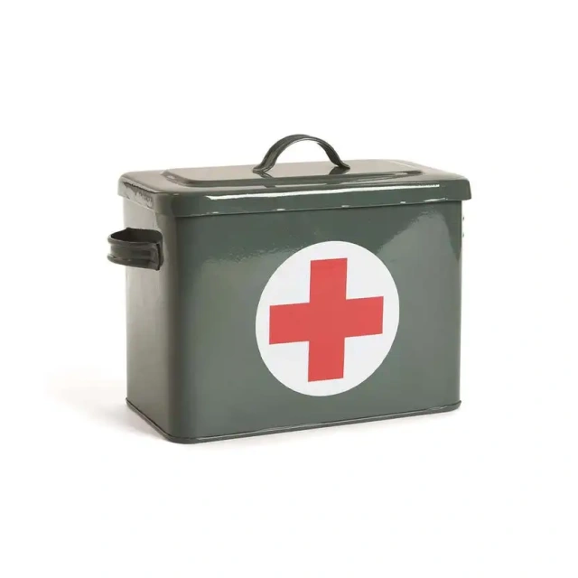 Metal Medical Box First Aid Storage Box Container Bins with Removable Tray