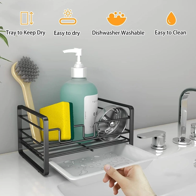 New Design Metal Kitchen Stainless Steel Sink Dish Sponge Holder