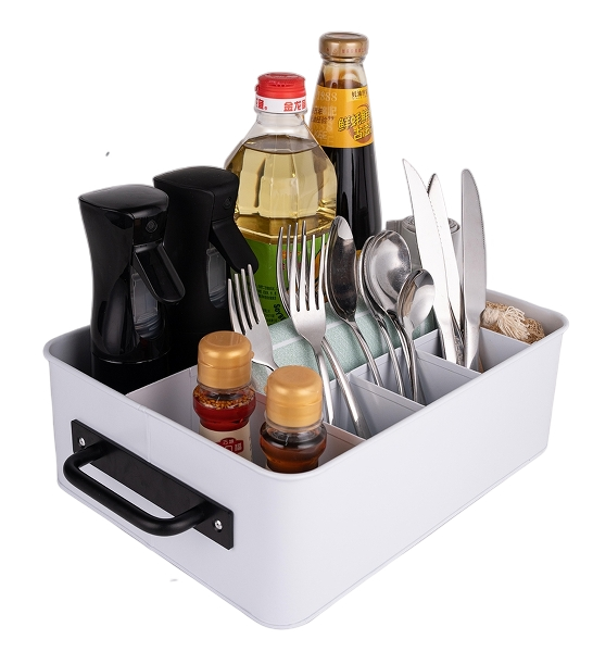 Kitchen Cabinet Organizer Galvanized Iron Silverware Drawer Iron Kitchen Utensil Holder and Cutlery Tray for Flatware Knives