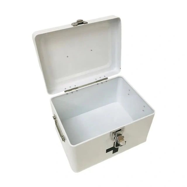 Wholesale Double Layer First Aid Kit Tin Removable Tray Medicine Safety Storage Metal First Aid Box for Home