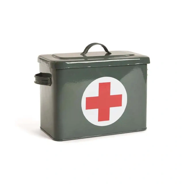 Metal Medical Box First Aid Storage Box Container Bins with Removable Tray