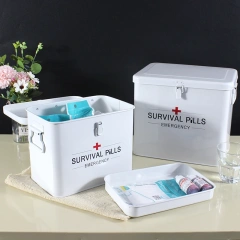 Metal First Aid Medicine Lockable Storage Double Layer Storage Boxes and Storage Containers