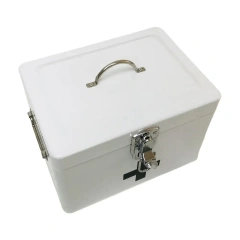 Wholesale Double Layer First Aid Kit Tin Removable Tray Medicine Safety Storage Metal First Aid Box for Home