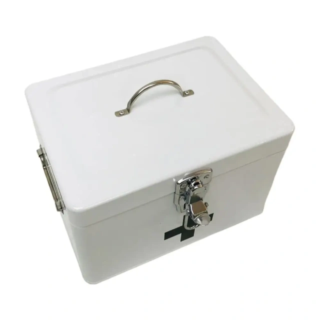 Wholesale Double Layer First Aid Kit Tin Removable Tray Medicine Safety Storage Metal First Aid Box for Home