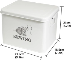 金属缝纫盒，缝纫工具包收纳盒，带可拆卸托盘，用于存放剪刀、线、大头针、针和夹子