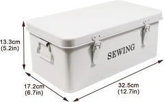 Metal Sewing Kit Storage and Organizer with Compartments Vintage Sewing Box