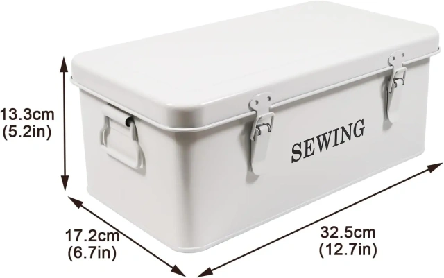 Metal Sewing Kit Storage and Organizer with Compartments Vintage Sewing Box