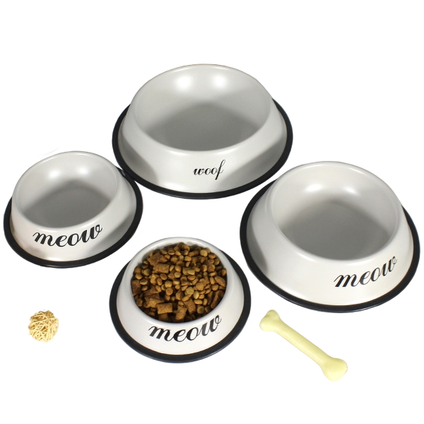 定制猫碗，橡胶防滑，不锈钢材质，可爱宠物食碗套装