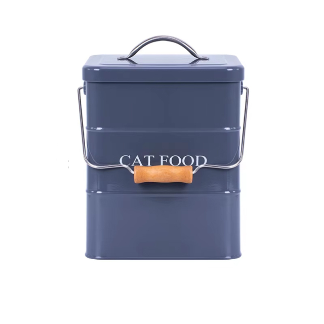 Sealing Pet Food Storage Container with Scoop Grey Cat Food Storage Buckets Sample Fashion Handle Bucket