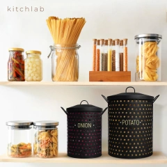 Factory Custom Black Galvanized Kitchen Storage Bins Potato Keeper Storage Container Set of 2 Potato and Onion Storage Bin