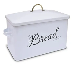 Farmhouse Bread Bin for Kitchen Countertop Large Capacity  Metal Bread Box with Side Handles Steel Bread Storage Container