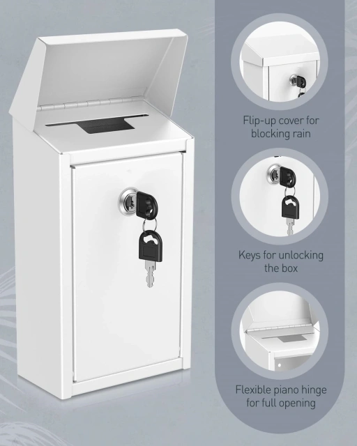 Waterproof Steel Wall Mounted Mailbox Collection Box for Outside Use Secure Safe Suggestion for Outdoor Use