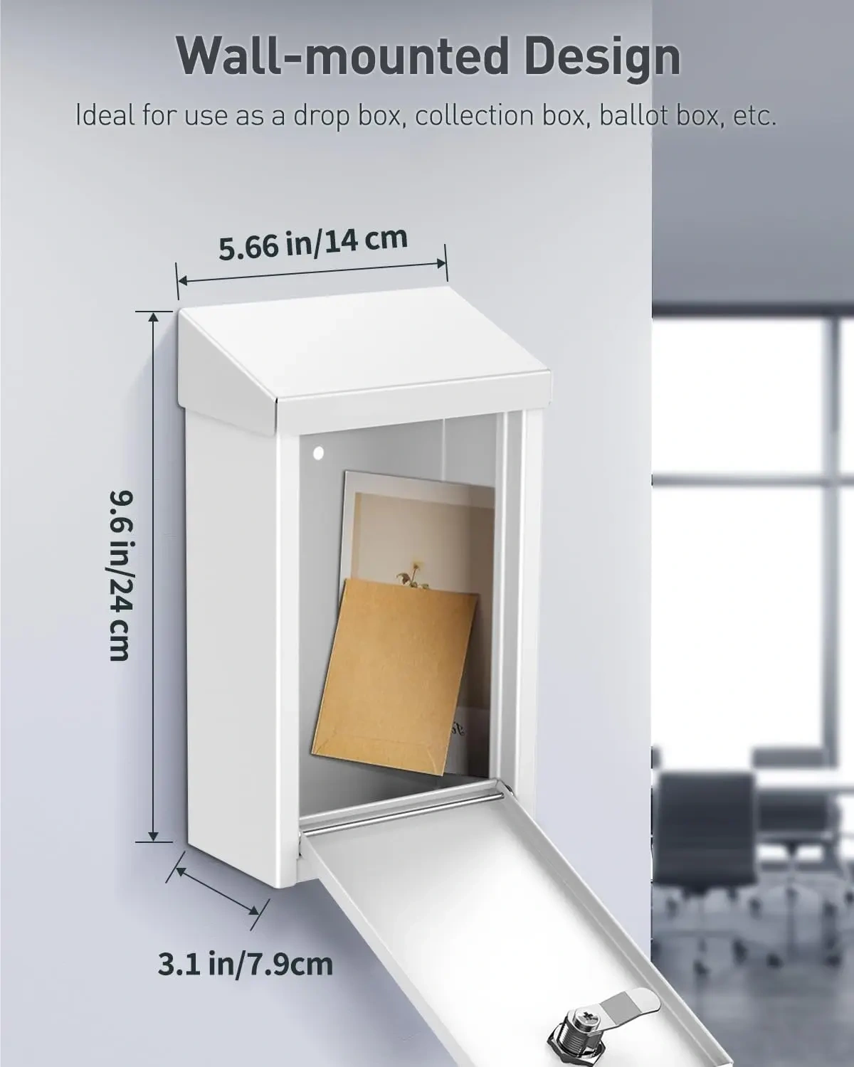 Waterproof Steel Wall Mounted Mailbox Collection Box for Outside Use Secure Safe Suggestion for Outdoor Use