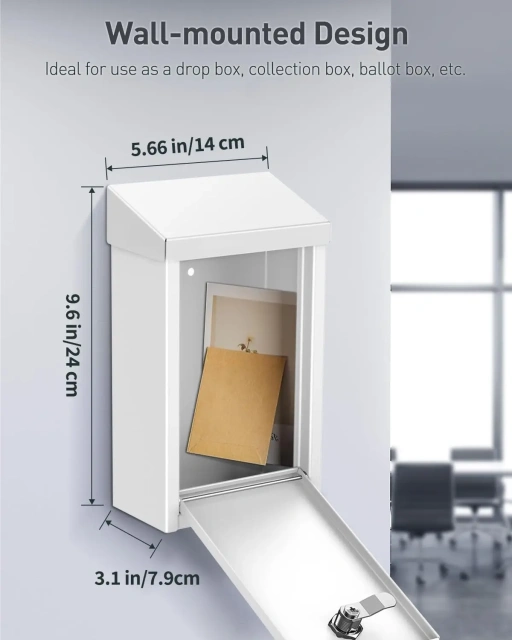 Waterproof Steel Wall Mounted Mailbox Collection Box for Outside Use Secure Safe Suggestion for Outdoor Use